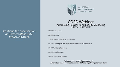 CORD Webinar: Addressing Resident and Faculty Wellbeing